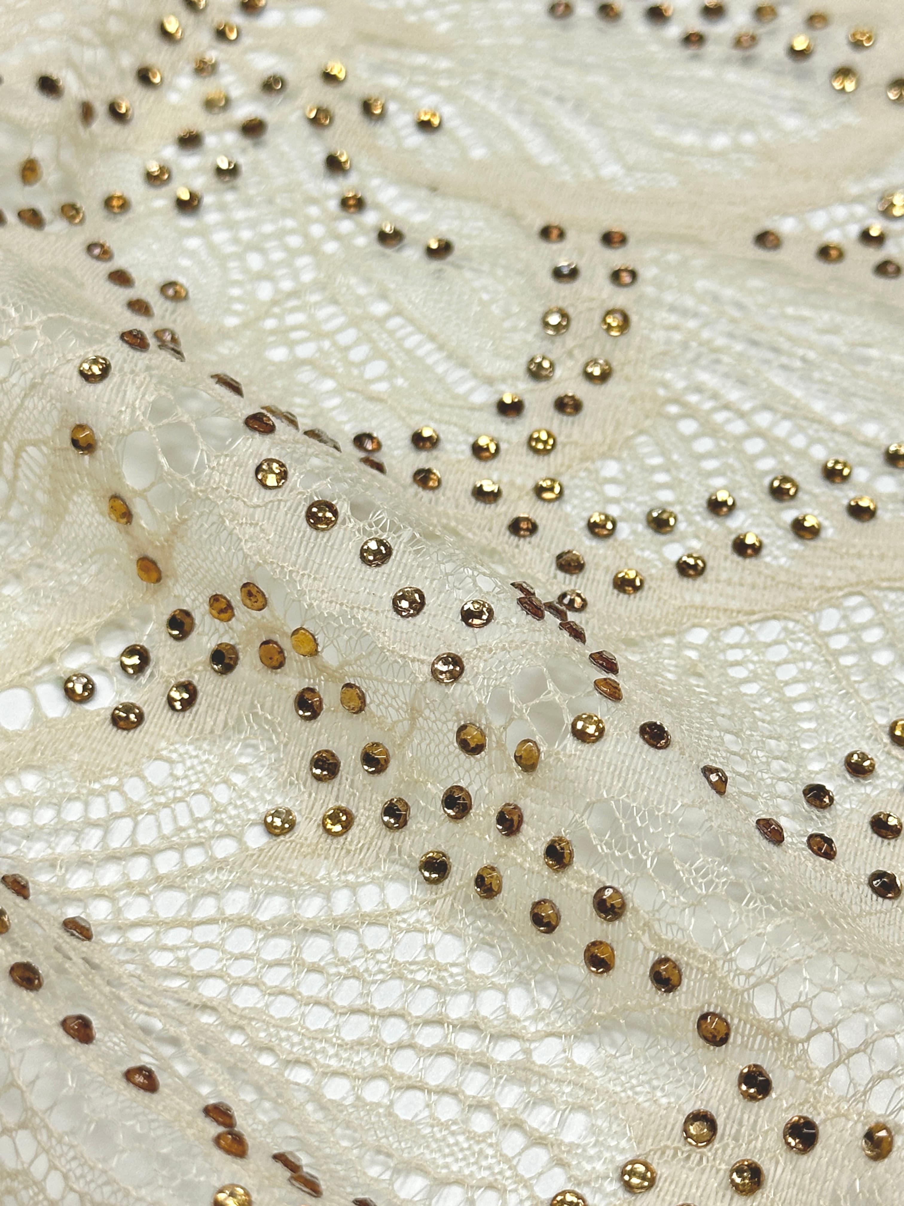 Gold Beaded Embroidered Lace Fabric Allover Floral Leaf Vine Tulle Lace for Wedding Bridal Evening Dress BLS6537#