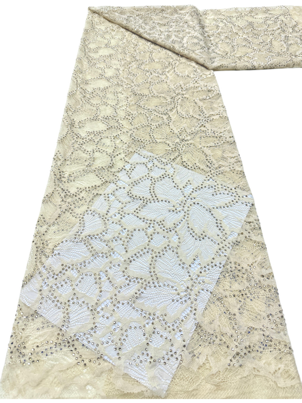 Gold Beaded Embroidered Lace Fabric Allover Floral Leaf Vine Tulle Lace for Wedding Bridal Evening Dress BLS6537#