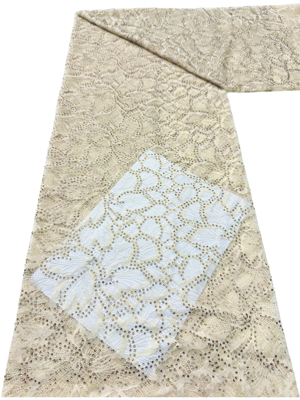 Gold Beaded Embroidered Lace Fabric Allover Floral Leaf Vine Tulle Lace for Wedding Bridal Evening Dress BLS6537#