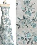 Sequined and Beaded Leaf Vine Border Mesh Lace Fabric with Scalloped Edge for Wedding Dresses and Bridal GownsBLS6543#