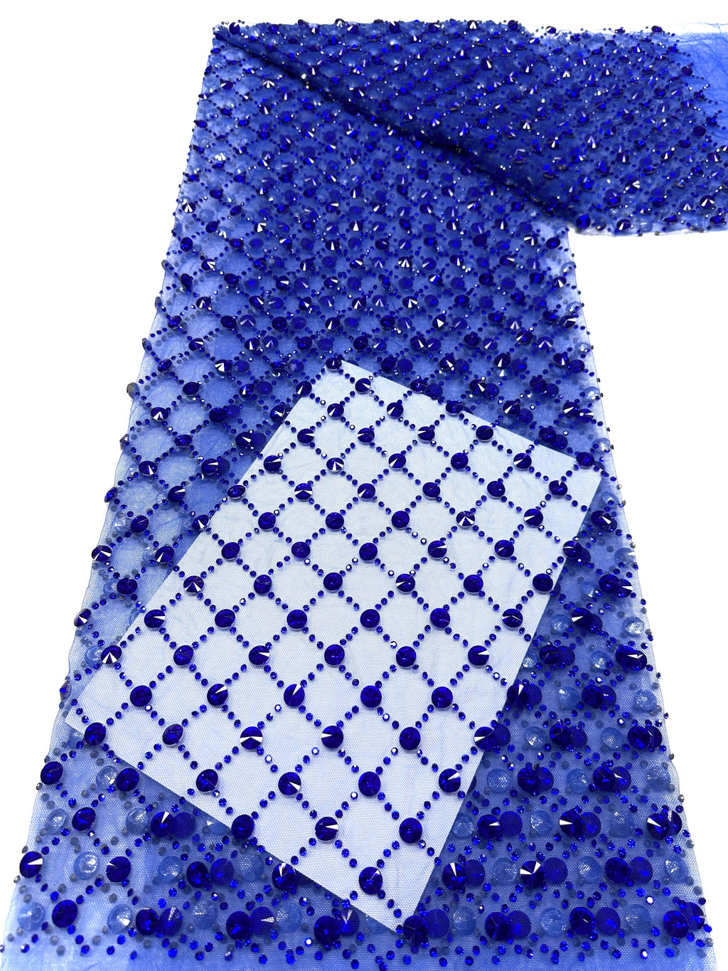 Geometric Beaded Diamond Mesh Lace Fabric for Wedding Dresses, Evening Gowns, Prom Dresses and Stage Costumes BLS6544#