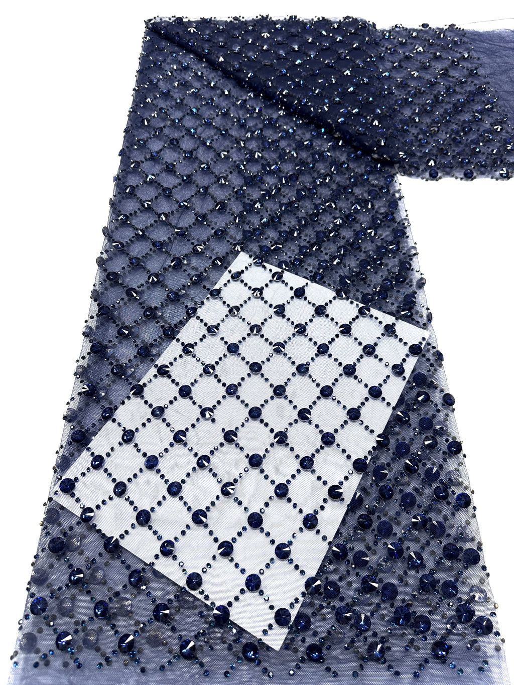 Geometric Beaded Diamond Mesh Lace Fabric for Wedding Dresses, Evening Gowns, Prom Dresses and Stage Costumes BLS6544#