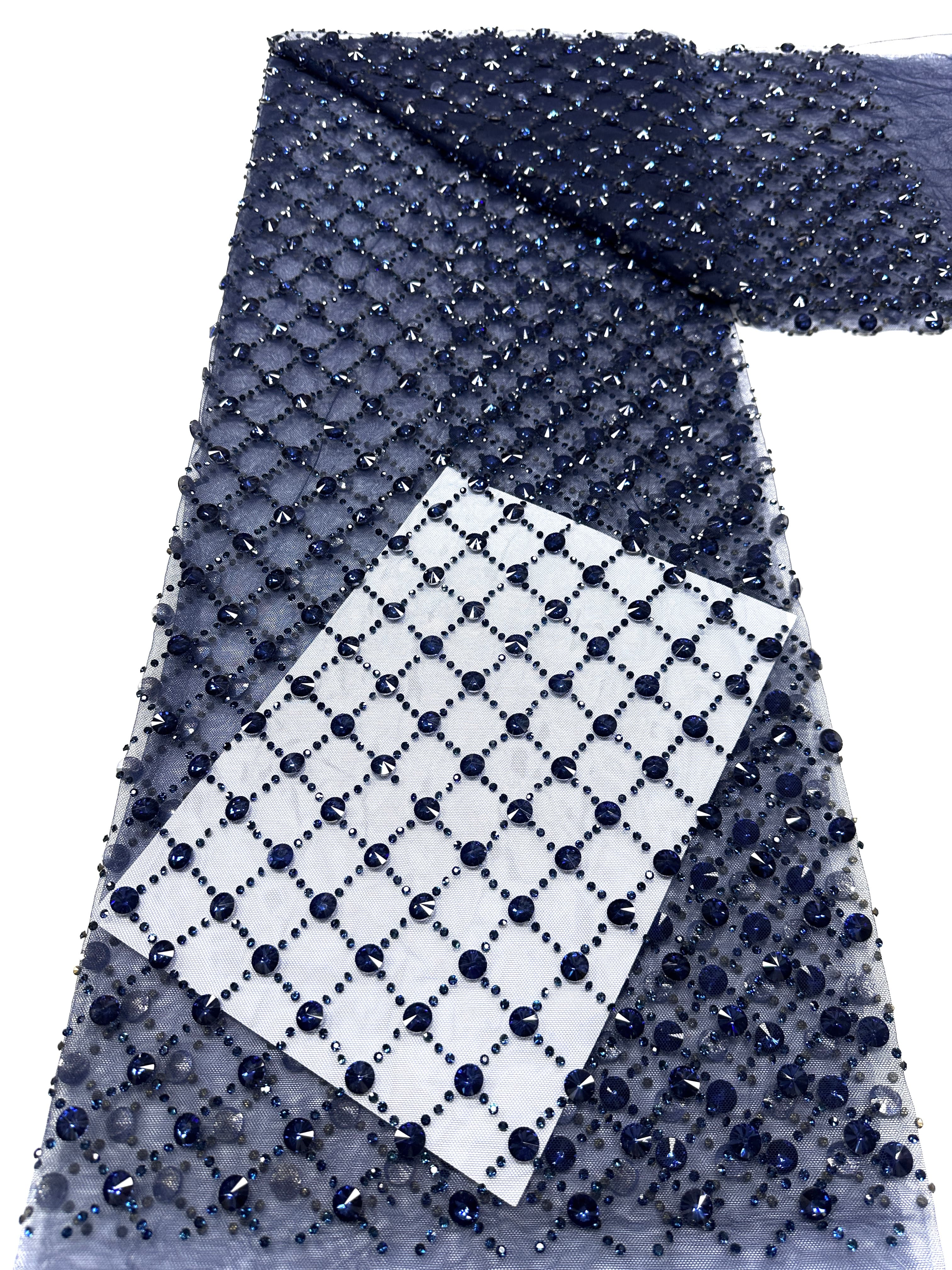 Geometric Beaded Diamond Mesh Lace Fabric for Wedding Dresses, Evening Gowns, Prom Dresses and Stage Costumes BLS6544#