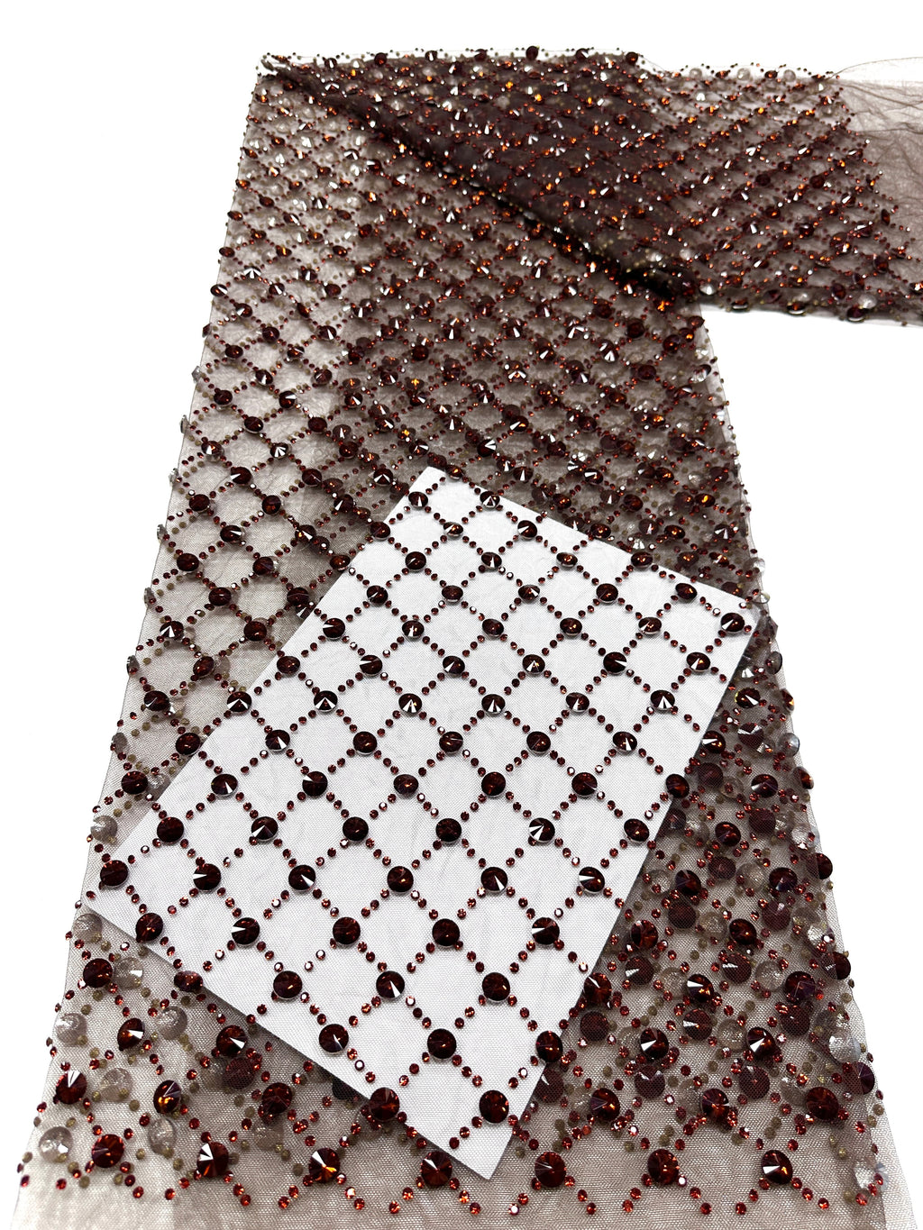 Geometric Beaded Diamond Mesh Lace Fabric for Wedding Dresses, Evening Gowns, Prom Dresses and Stage Costumes BLS6544#