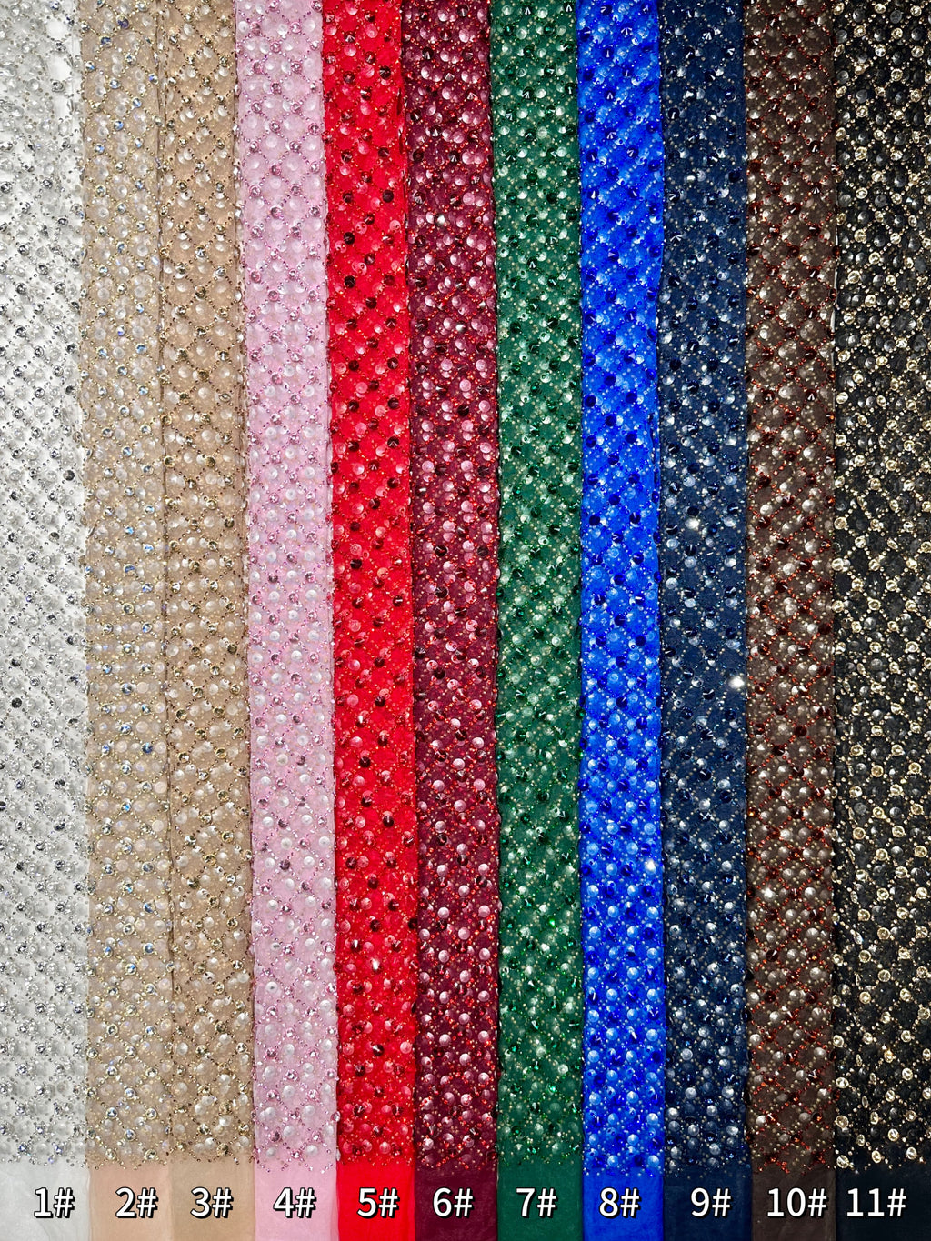 Geometric Beaded Diamond Mesh Lace Fabric for Wedding Dresses, Evening Gowns, Prom Dresses and Stage Costumes BLS6544#