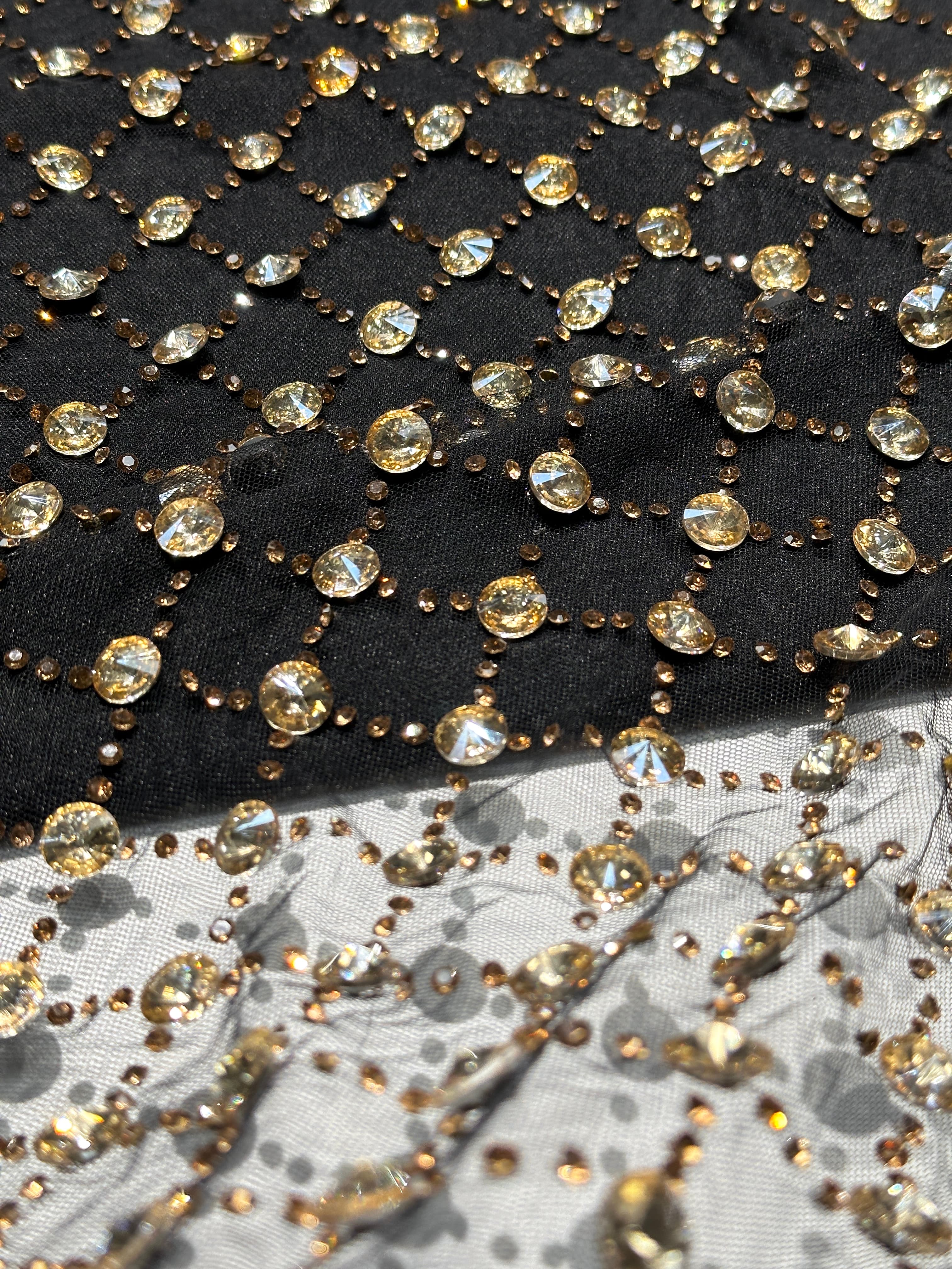 Geometric Beaded Diamond Mesh Lace Fabric for Wedding Dresses, Evening Gowns, Prom Dresses and Stage Costumes BLS6544#