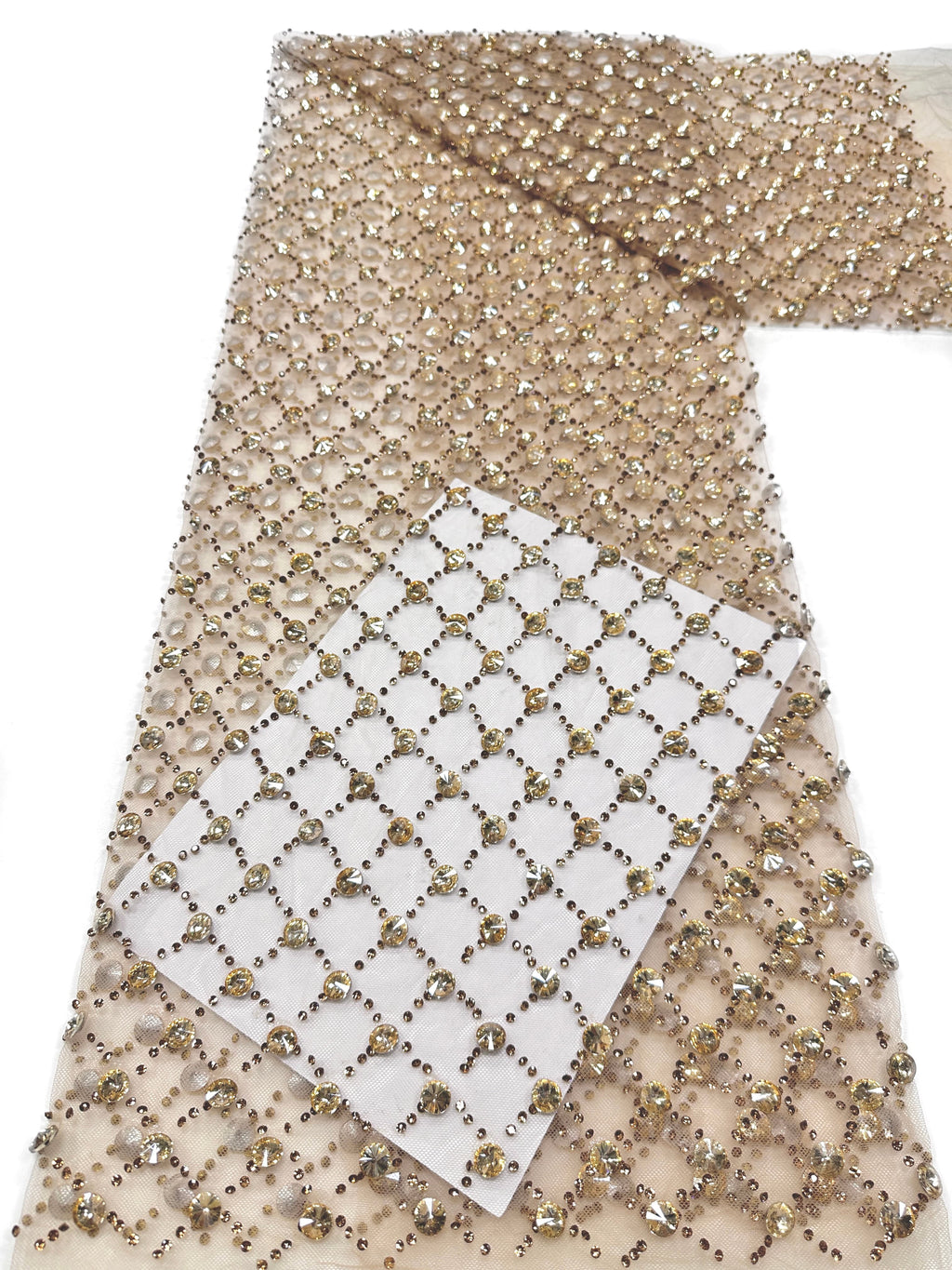 Geometric Beaded Diamond Mesh Lace Fabric for Wedding Dresses, Evening Gowns, Prom Dresses and Stage Costumes BLS6544#