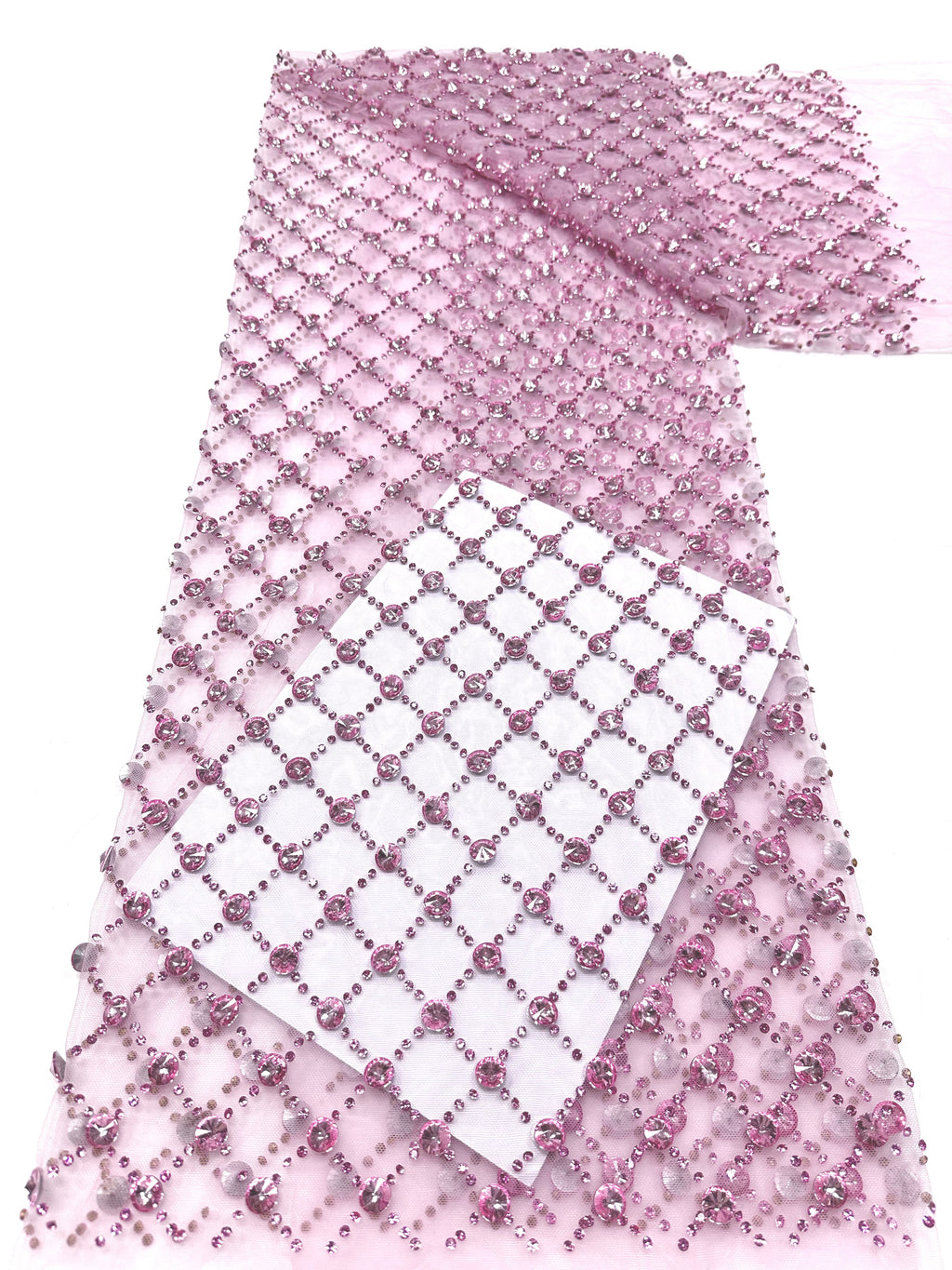 Geometric Beaded Diamond Mesh Lace Fabric for Wedding Dresses, Evening Gowns, Prom Dresses and Stage Costumes BLS6544#
