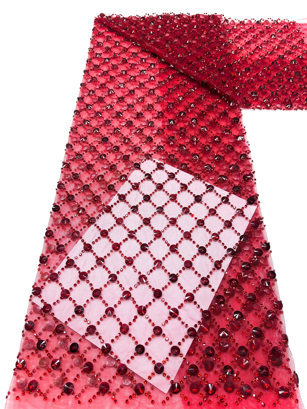 Geometric Beaded Diamond Mesh Lace Fabric for Wedding Dresses, Evening Gowns, Prom Dresses and Stage Costumes BLS6544#
