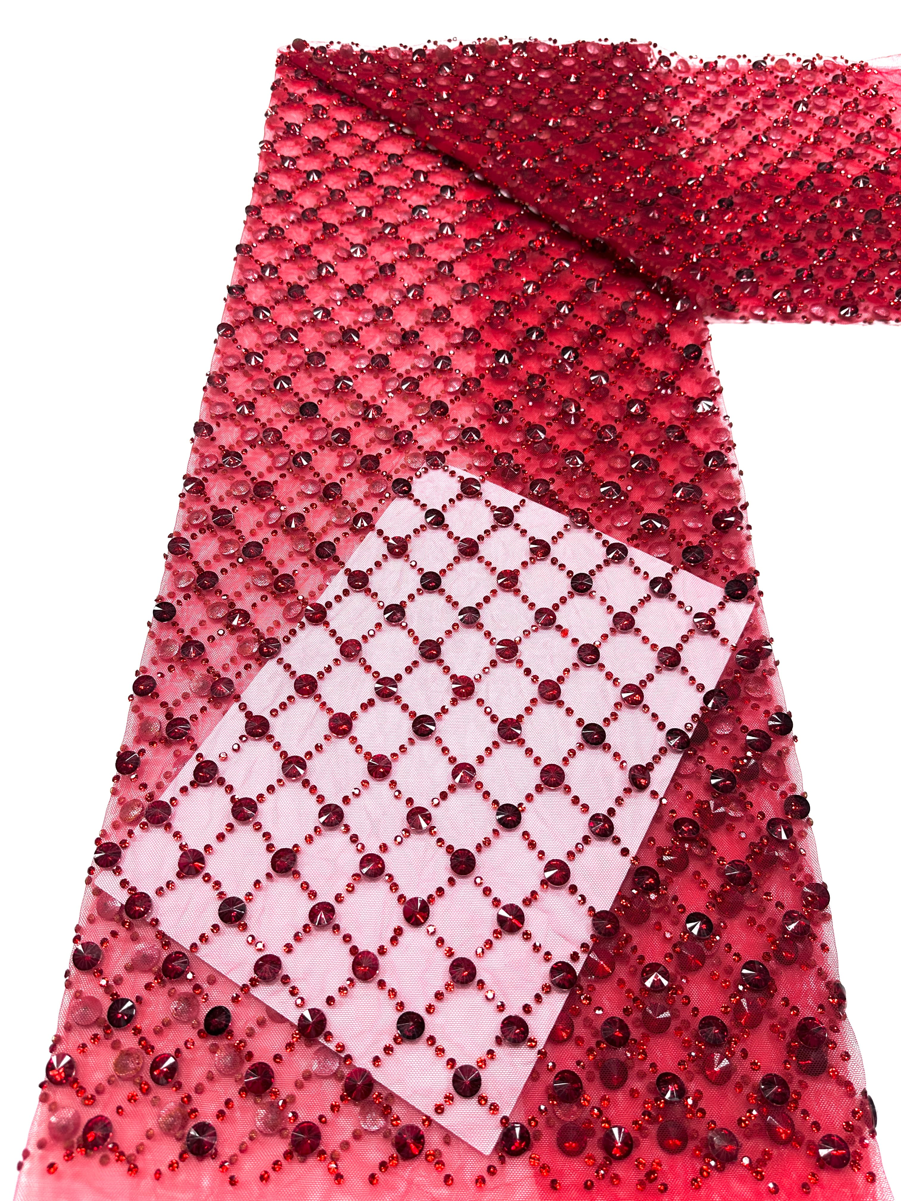 Geometric Beaded Diamond Mesh Lace Fabric for Wedding Dresses, Evening Gowns, Prom Dresses and Stage Costumes BLS6544#