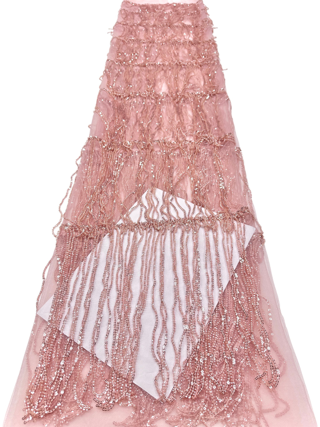 Sequined Beaded Fringe Lace Fabric Layered Stripe Tulle Embroidered Tassel Bead Trim for Evening Dress Stage Costume BLS6547#