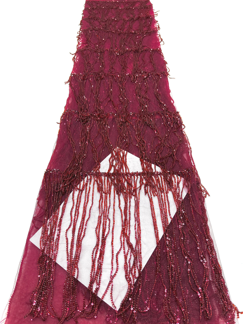 Sequined Beaded Fringe Lace Fabric Layered Stripe Tulle Embroidered Tassel Bead Trim for Evening Dress Stage Costume BLS6547#