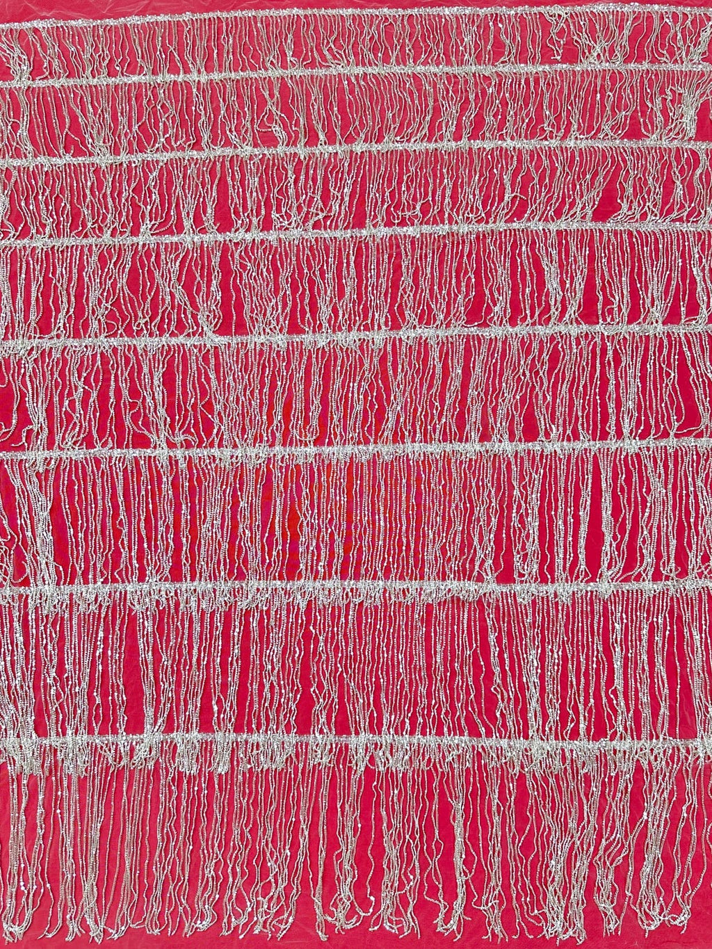 Sequined Beaded Fringe Lace Fabric Layered Stripe Tulle Embroidered Tassel Bead Trim for Evening Dress Stage Costume BLS6547#