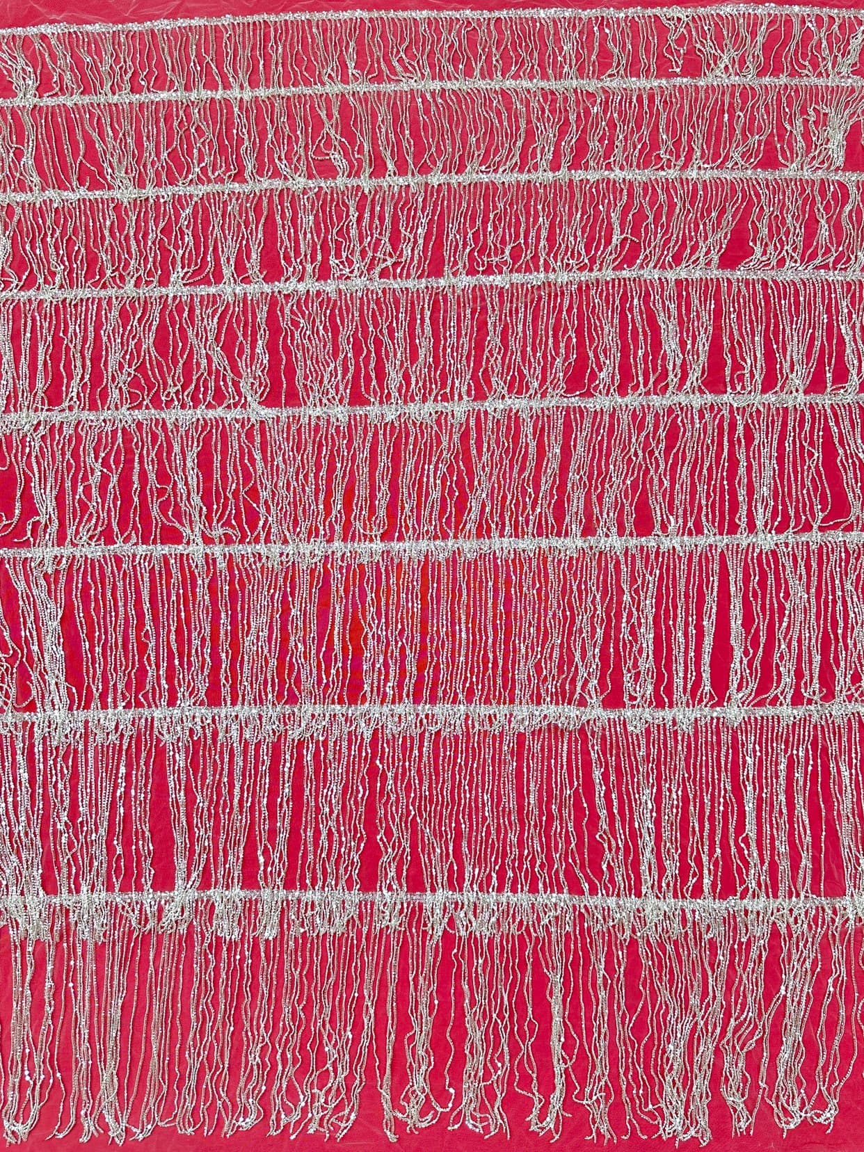 Sequined Beaded Fringe Lace Fabric Layered Stripe Tulle Embroidered Tassel Bead Trim for Evening Dress Stage Costume BLS6547#