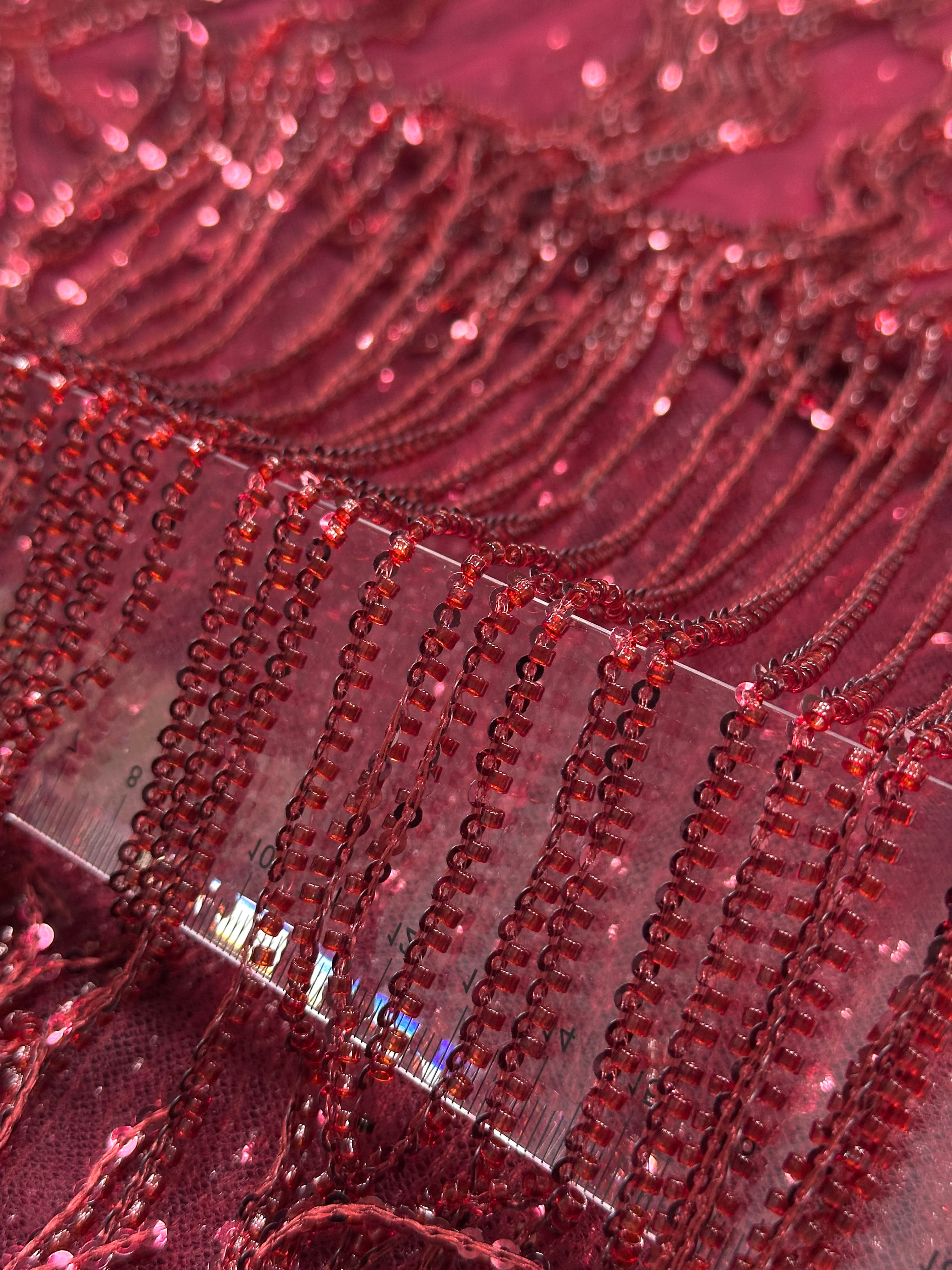 Sequined Beaded Fringe Lace Fabric Layered Stripe Tulle Embroidered Tassel Bead Trim for Evening Dress Stage Costume BLS6547#