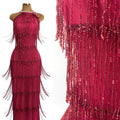 Sequined Beaded Fringe Lace Fabric Layered Stripe Tulle Embroidered Tassel Bead Trim for Evening Dress Stage Costume BLS6547#