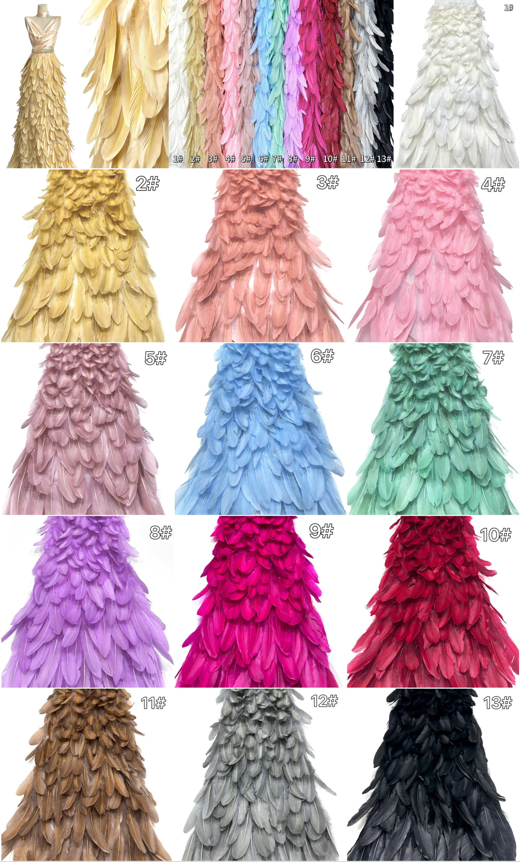 3D Feather Applique Lace Fabric Allover Layered Feather Tulle Fabric for Evening Dress Stage Costume BLS6548#
