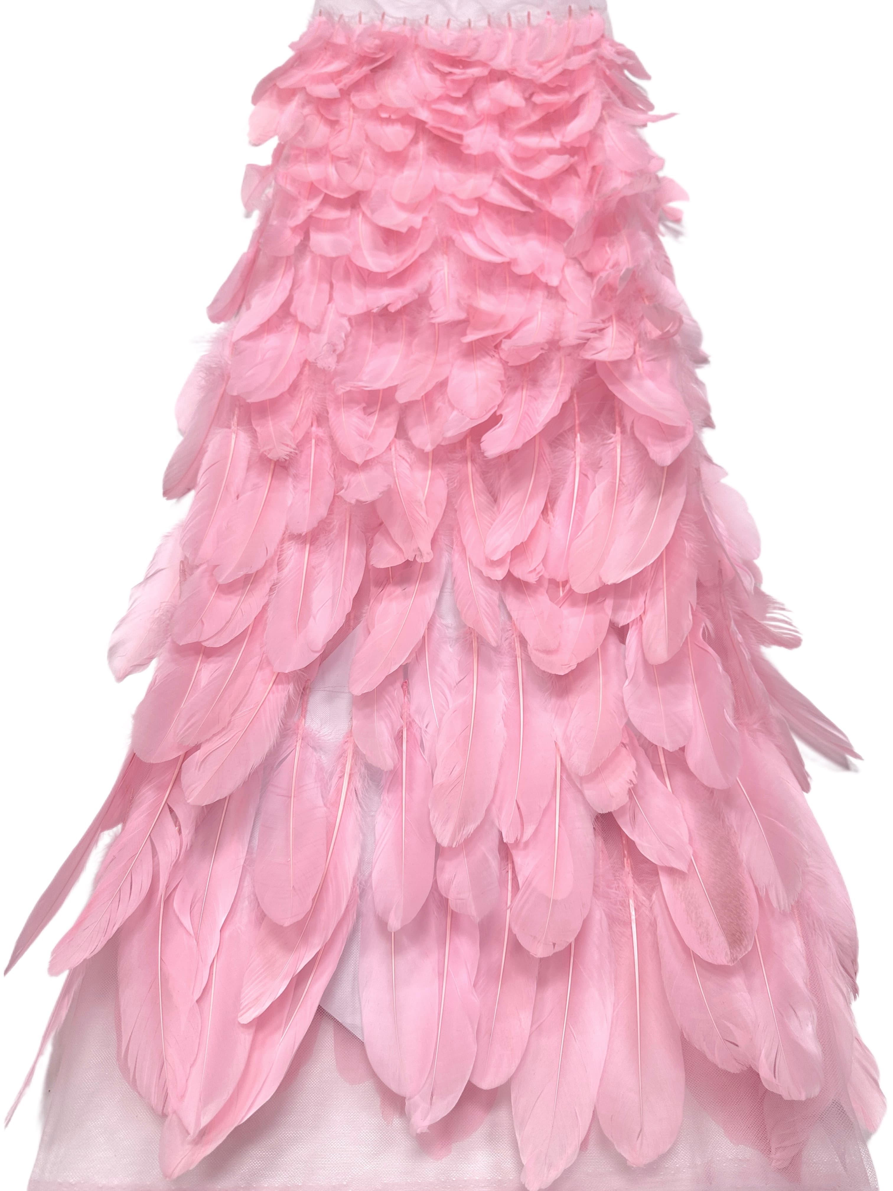 3D Feather Applique Lace Fabric Allover Layered Feather Tulle Fabric for Evening Dress Stage Costume BLS6548#