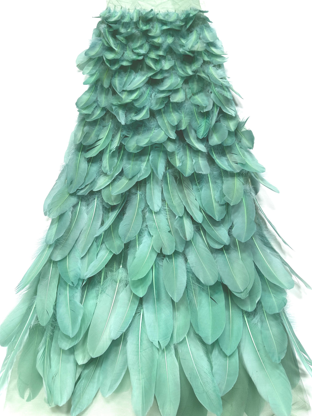 3D Feather Applique Lace Fabric Allover Layered Feather Tulle Fabric for Evening Dress Stage Costume BLS6548#