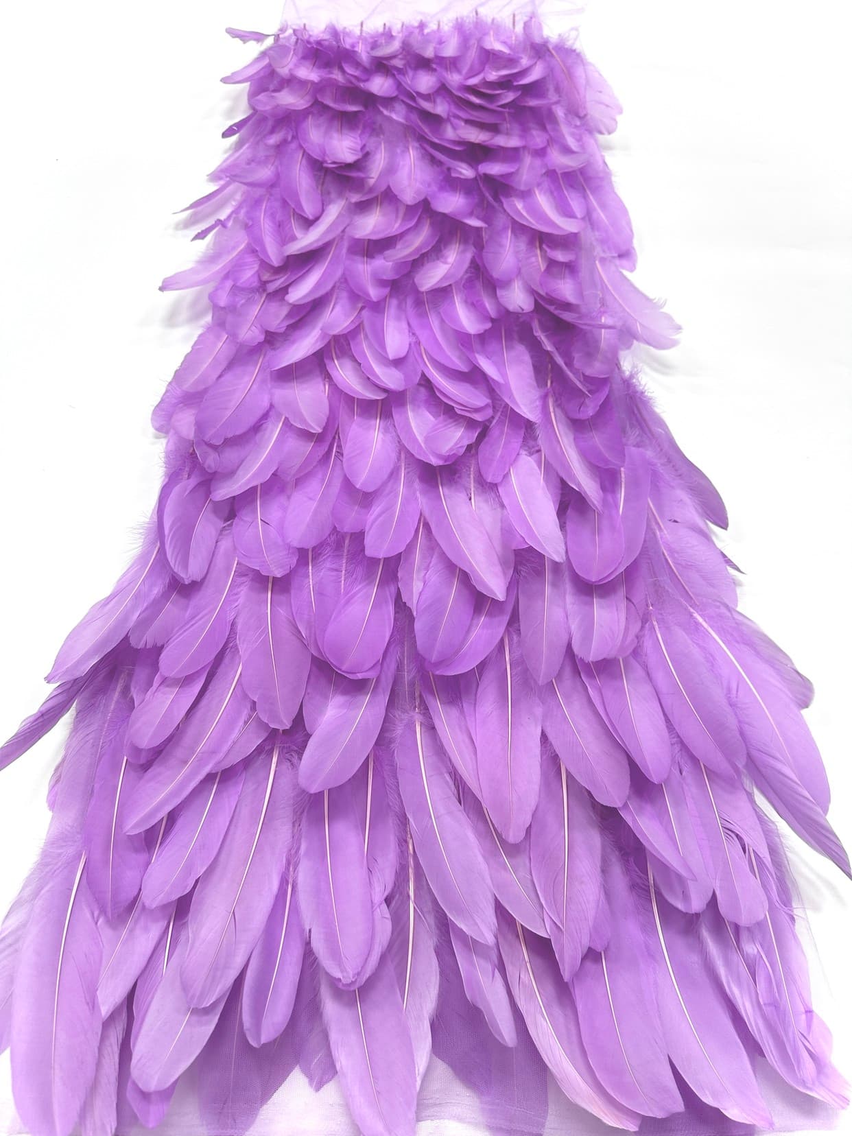 3D Feather Applique Lace Fabric Allover Layered Feather Tulle Fabric for Evening Dress Stage Costume BLS6548#