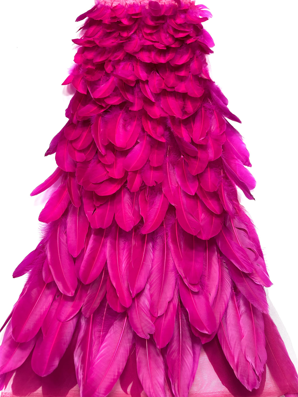 3D Feather Applique Lace Fabric Allover Layered Feather Tulle Fabric for Evening Dress Stage Costume BLS6548#