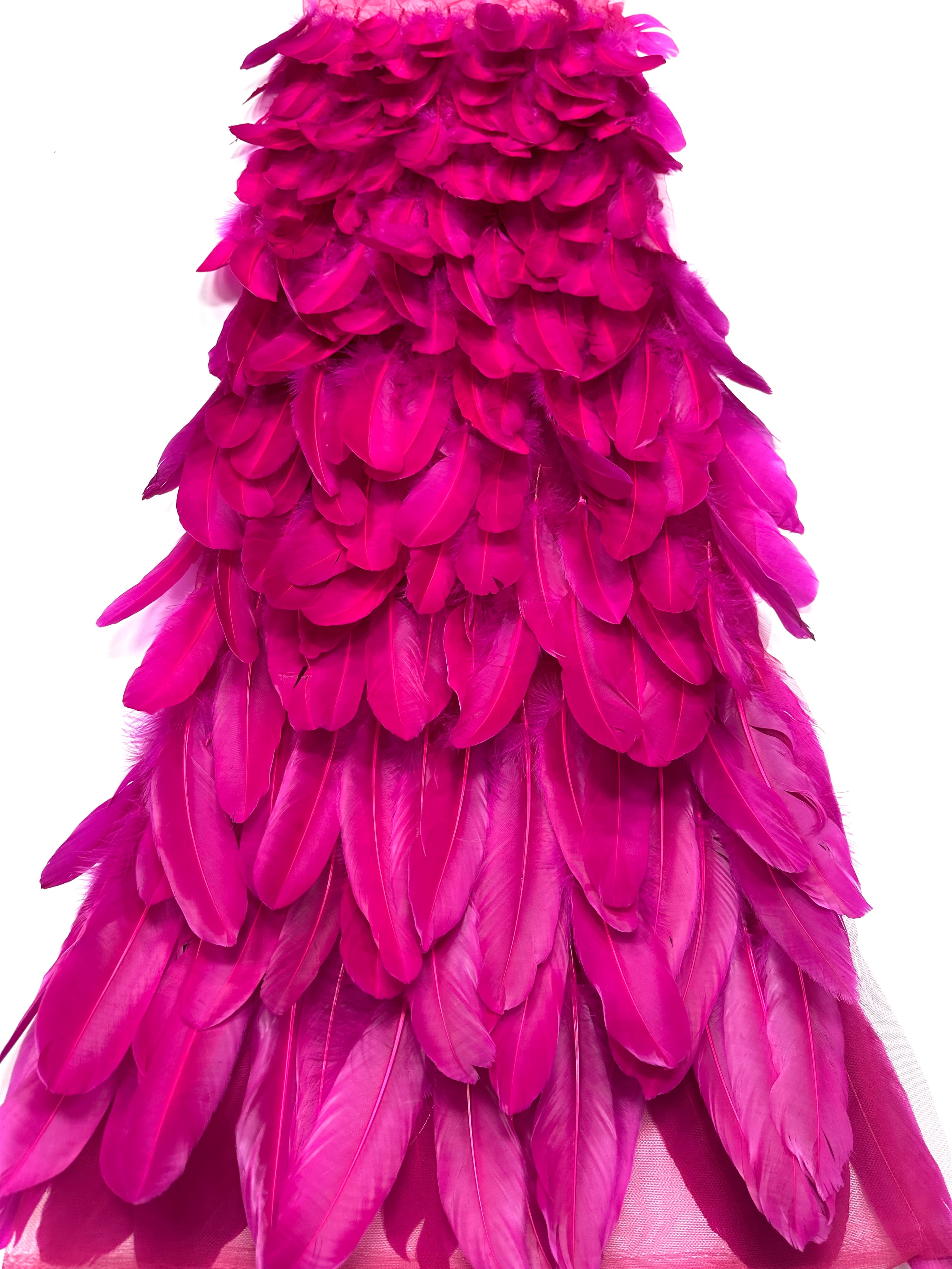 3D Feather Applique Lace Fabric Allover Layered Feather Tulle Fabric for Evening Dress Stage Costume BLS6548#