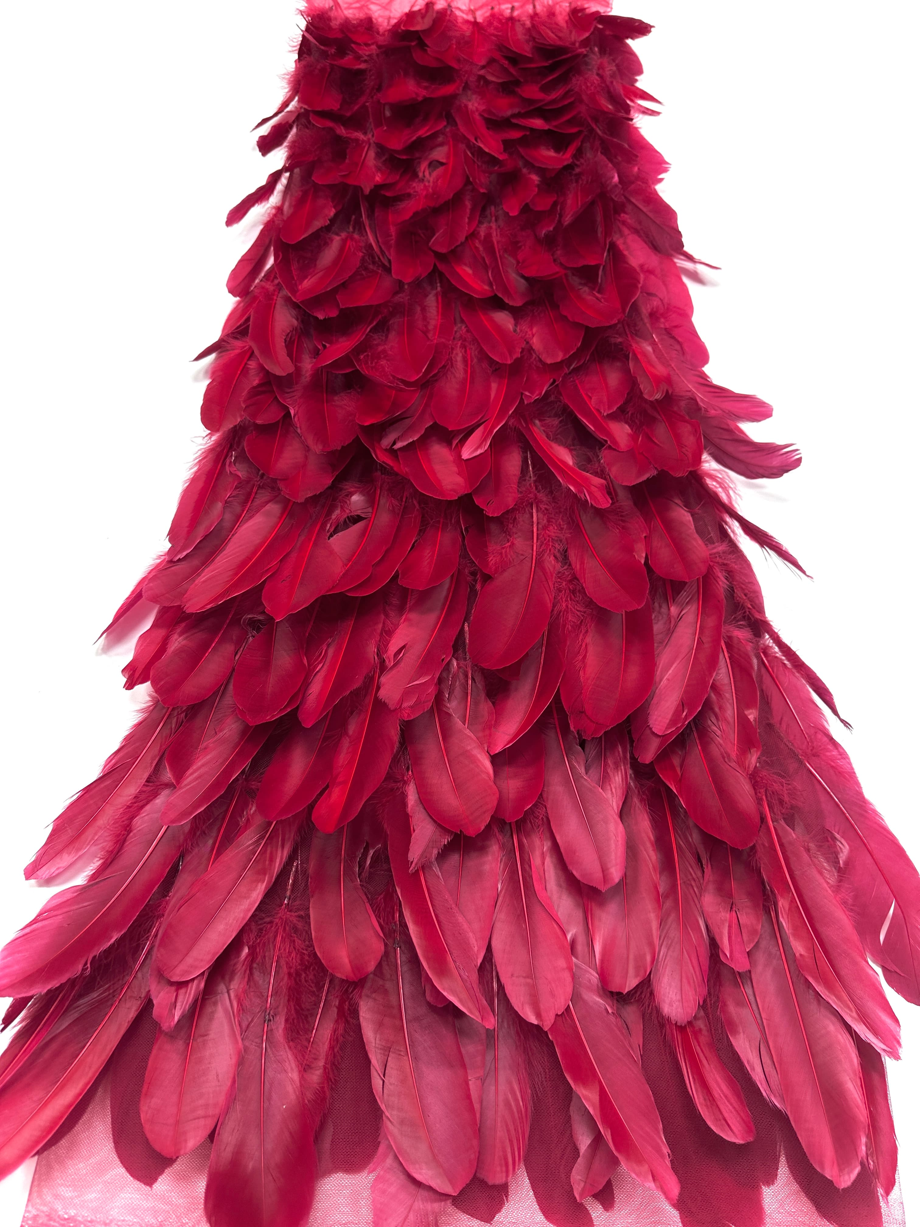 3D Feather Applique Lace Fabric Allover Layered Feather Tulle Fabric for Evening Dress Stage Costume BLS6548#