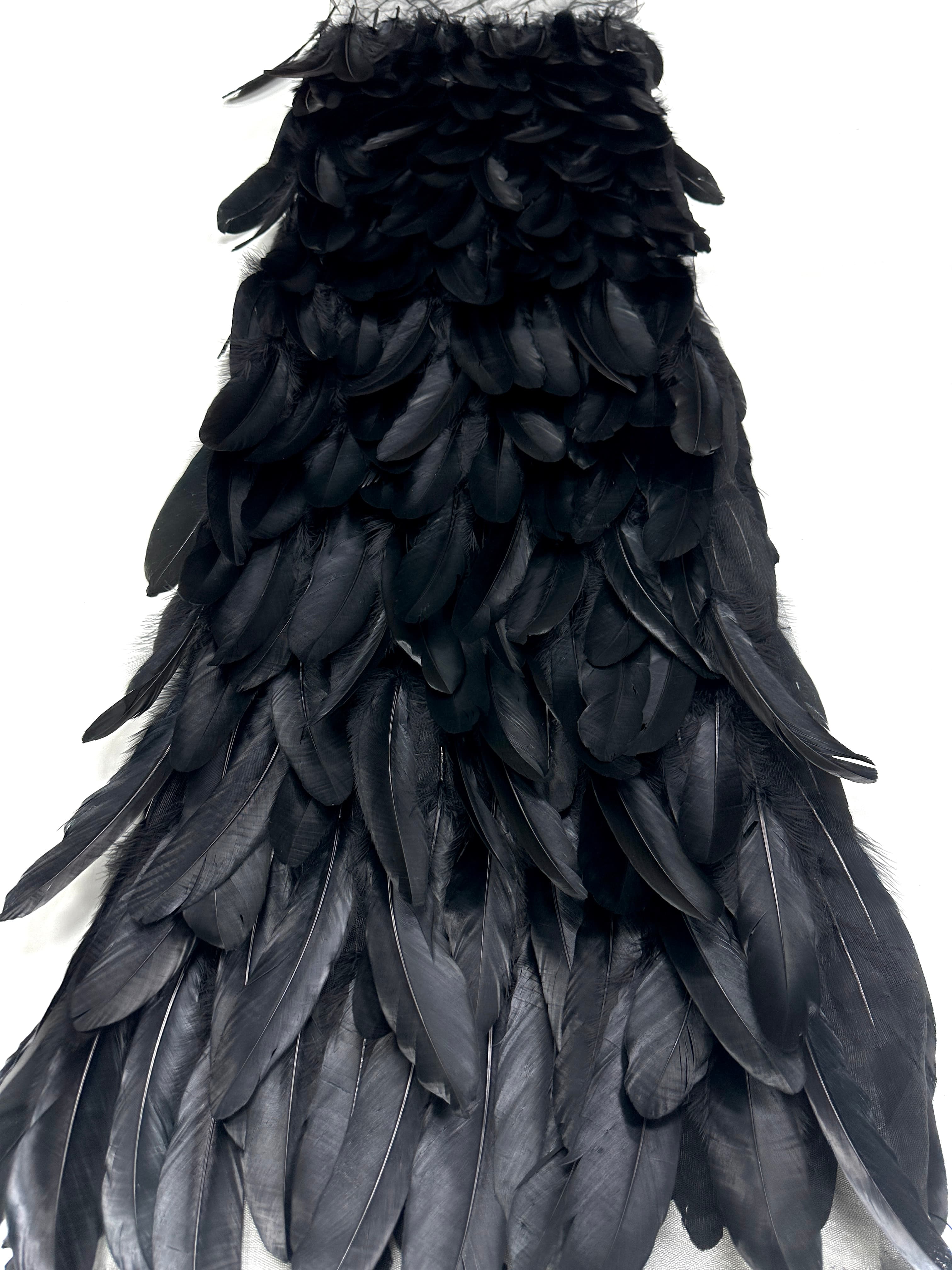 3D Feather Applique Lace Fabric Allover Layered Feather Tulle Fabric for Evening Dress Stage Costume BLS6548#