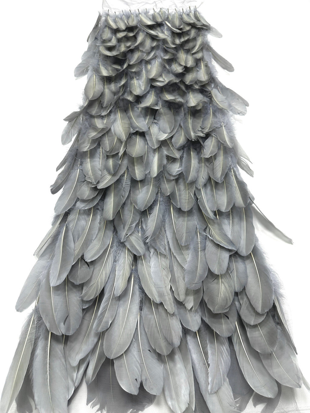 3D Feather Applique Lace Fabric Allover Layered Feather Tulle Fabric for Evening Dress Stage Costume BLS6548#