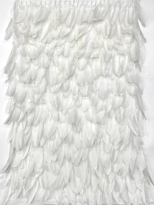 3D Feather Applique Lace Fabric Allover Layered Feather Tulle Fabric for Evening Dress Stage Costume BLS6548#