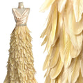 3D Feather Applique Lace Fabric Allover Layered Feather Tulle Fabric for Evening Dress Stage Costume BLS6548#