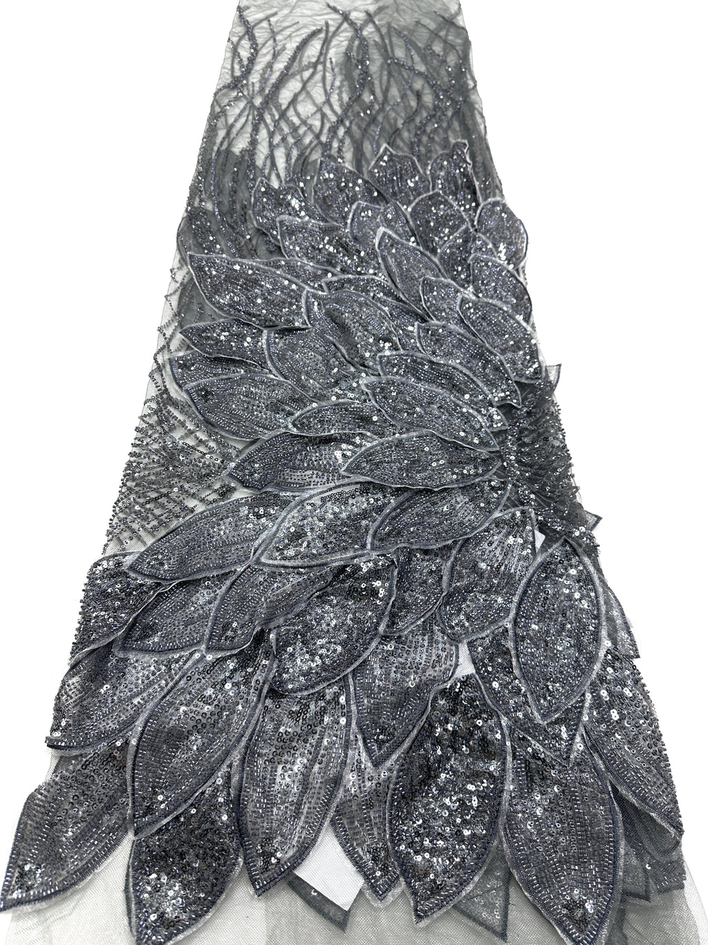 Heavy Beaded Feather Lace Fabric Gold Sequined Embroidered Allover Fabric for Evening Dress Bridal Gown BLS6550#