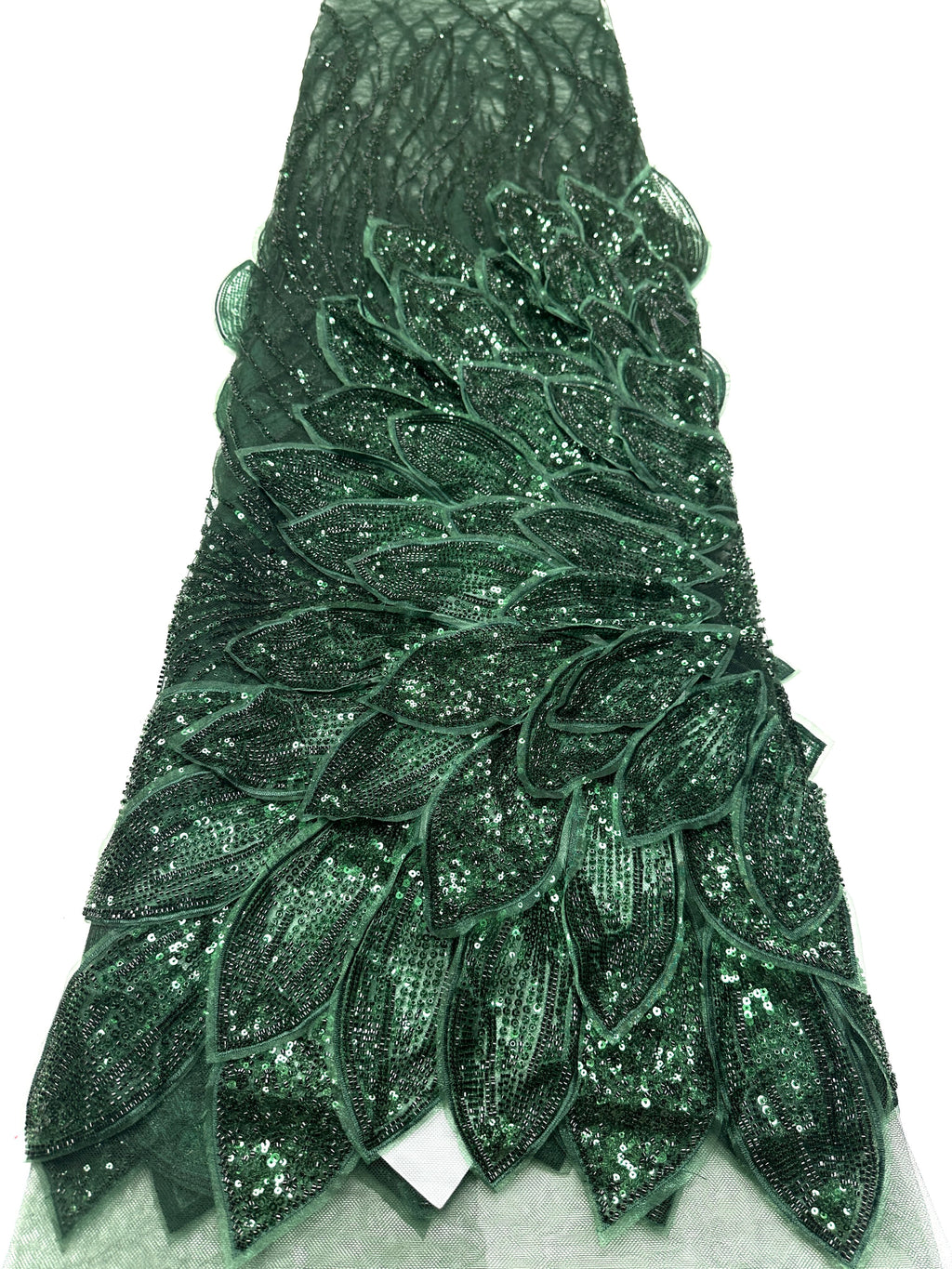 Heavy Beaded Feather Lace Fabric Gold Sequined Embroidered Allover Fabric for Evening Dress Bridal Gown BLS6550#