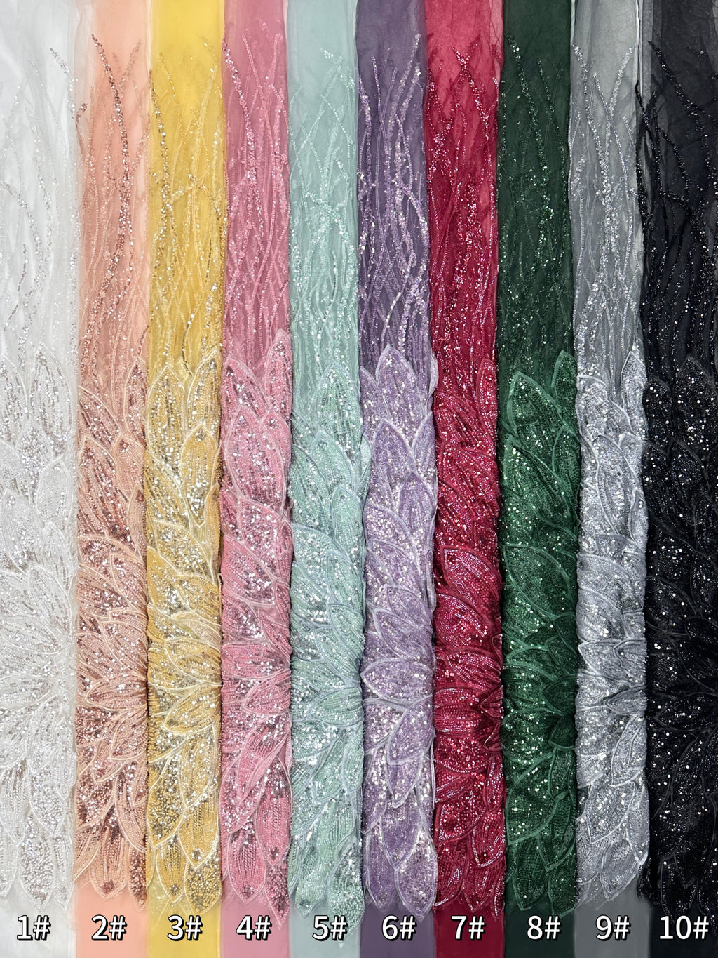 Heavy Beaded Feather Lace Fabric Gold Sequined Embroidered Allover Fabric for Evening Dress Bridal Gown BLS6550#