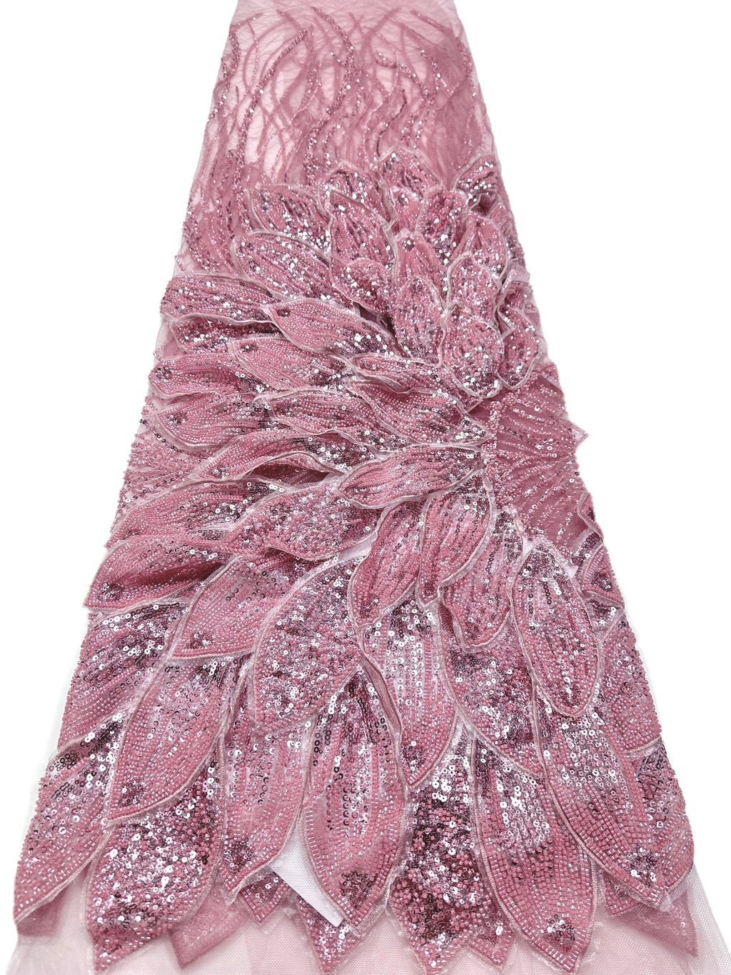 Heavy Beaded Feather Lace Fabric Gold Sequined Embroidered Allover Fabric for Evening Dress Bridal Gown BLS6550#
