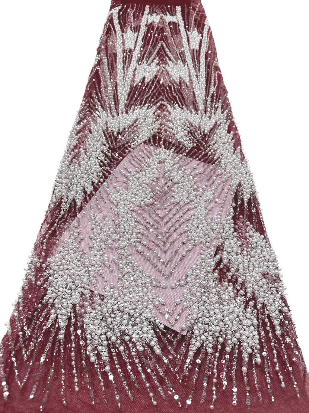 Heavy Beaded Pearl Sequined Geometric Embroidered Lace Fabric Allover Tulle Lace for Evening Dresses Wedding Dresses BLS6554#