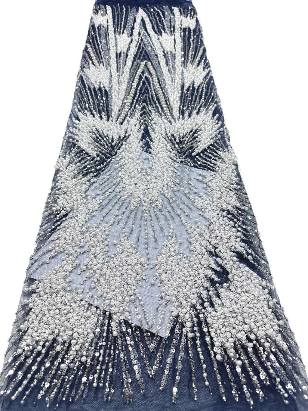 Heavy Beaded Pearl Sequined Geometric Embroidered Lace Fabric Allover Tulle Lace for Evening Dresses Wedding Dresses BLS6554#