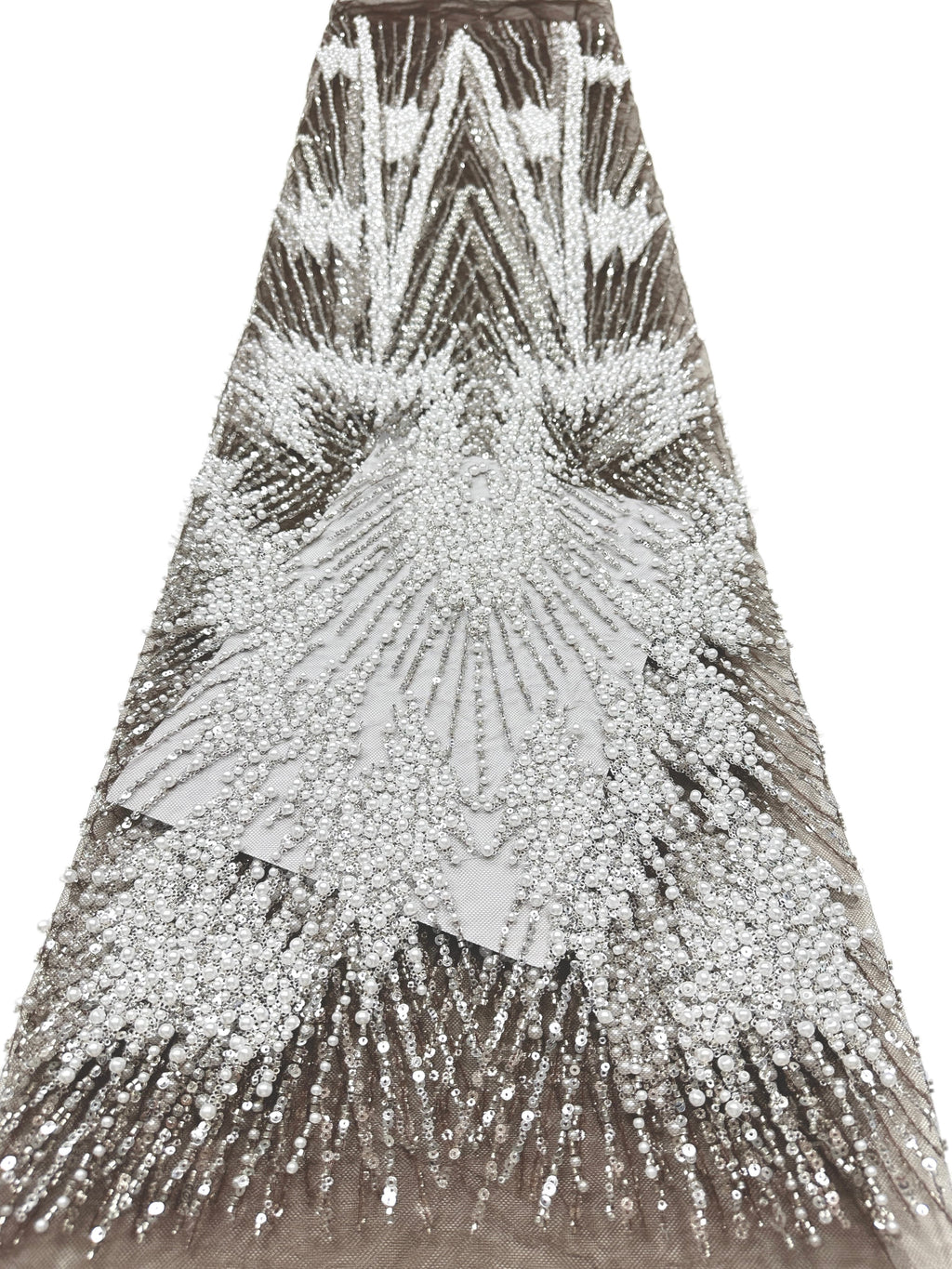 Heavy Beaded Pearl Sequined Geometric Embroidered Lace Fabric Allover Tulle Lace for Evening Dresses Wedding Dresses BLS6554#