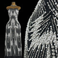 Heavy Beaded Pearl Sequined Geometric Embroidered Lace Fabric Allover Tulle Lace for Evening Dresses Wedding Dresses BLS6554#
