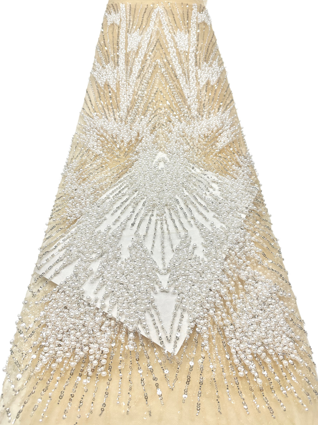 Heavy Beaded Pearl Sequined Geometric Embroidered Lace Fabric Allover Tulle Lace for Evening Dresses Wedding Dresses BLS6554#