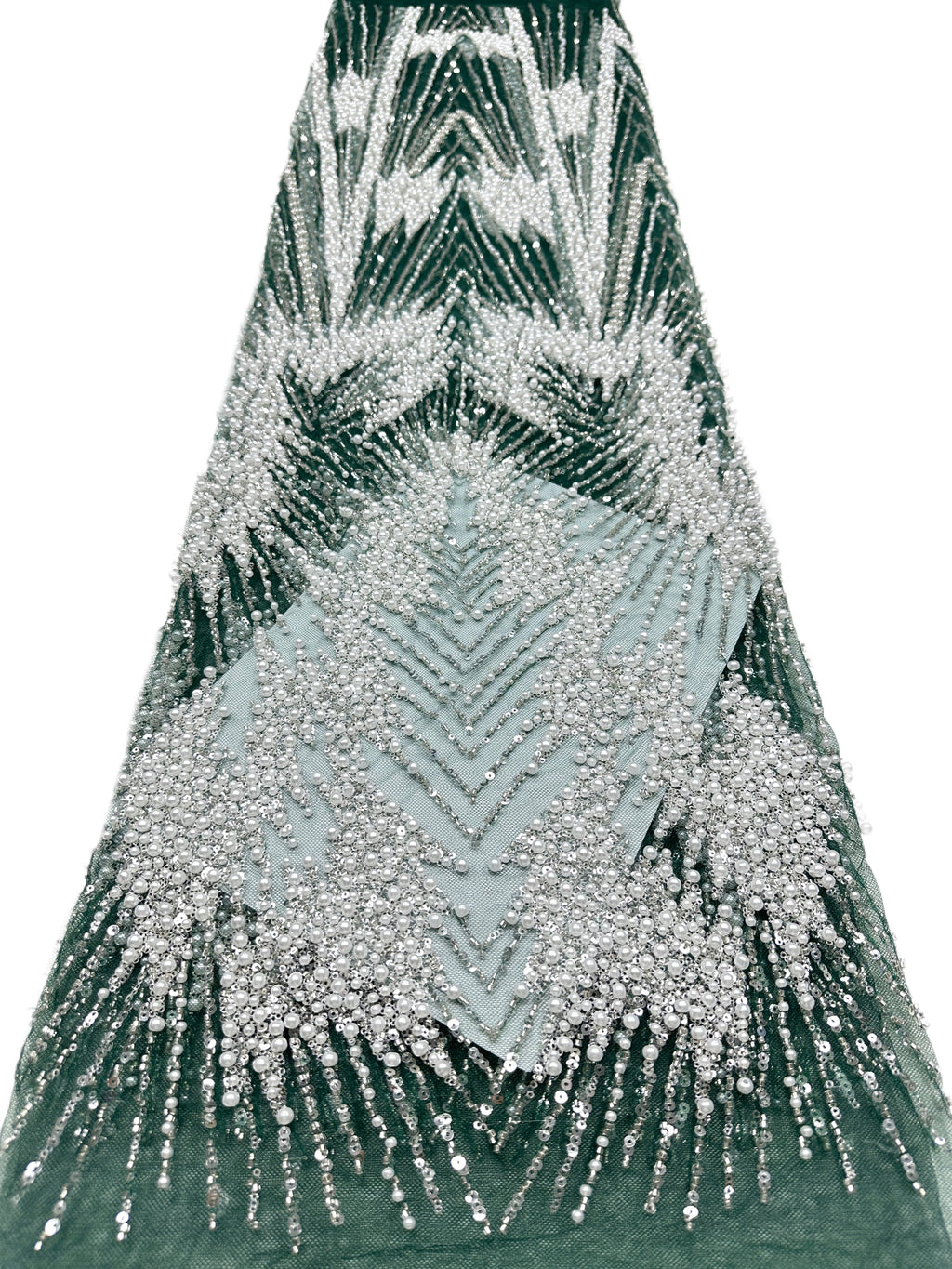 Heavy Beaded Pearl Sequined Geometric Embroidered Lace Fabric Allover Tulle Lace for Evening Dresses Wedding Dresses BLS6554#