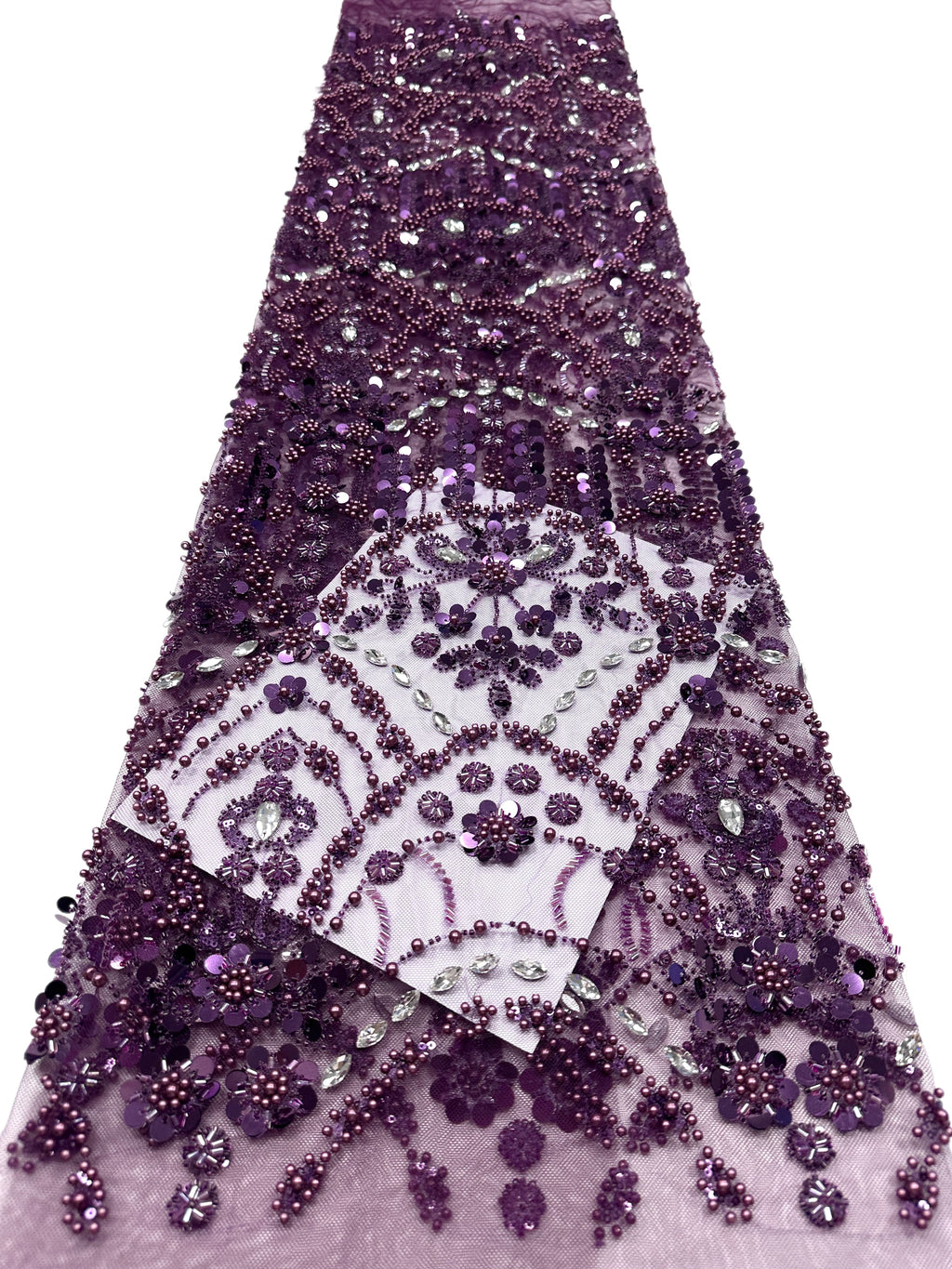 Heavy Sequined and Beaded Lace Fabric Pearl Beaded Floral Rhinestone Embroidered Tulle Lace for Evening Bridal Dresses BLS6556#