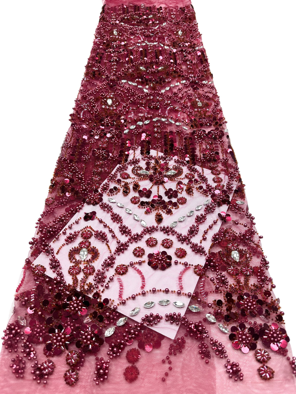 Heavy Sequined and Beaded Lace Fabric Pearl Beaded Floral Rhinestone Embroidered Tulle Lace for Evening Bridal Dresses BLS6556#