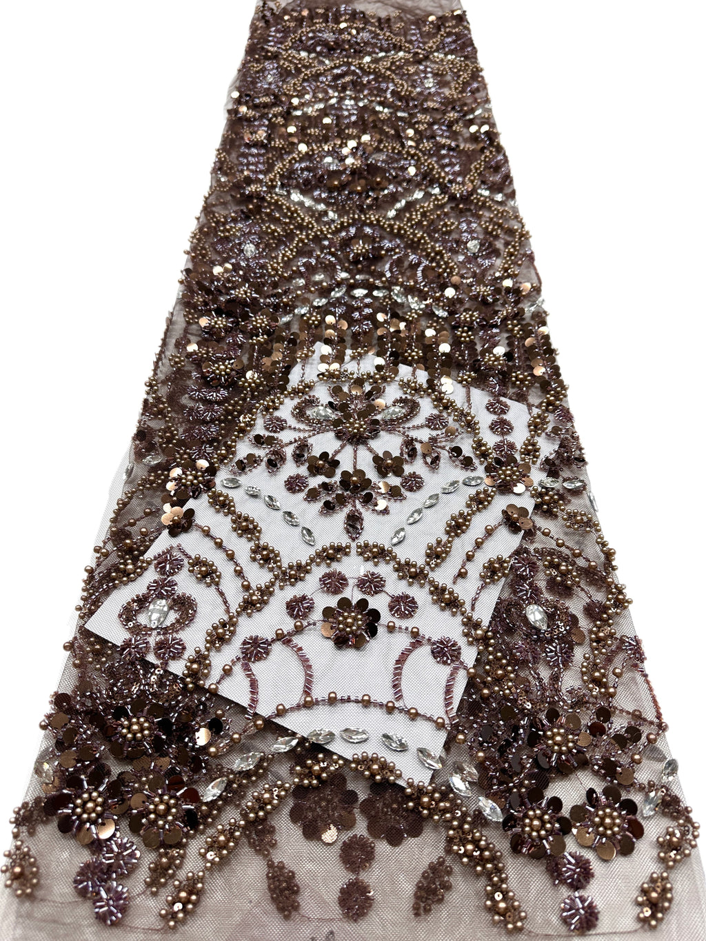 Heavy Sequined and Beaded Lace Fabric Pearl Beaded Floral Rhinestone Embroidered Tulle Lace for Evening Bridal Dresses BLS6556#