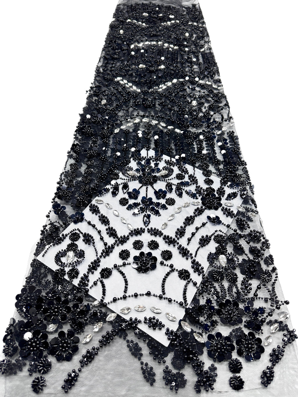 Heavy Sequined and Beaded Lace Fabric Pearl Beaded Floral Rhinestone Embroidered Tulle Lace for Evening Bridal Dresses BLS6556#