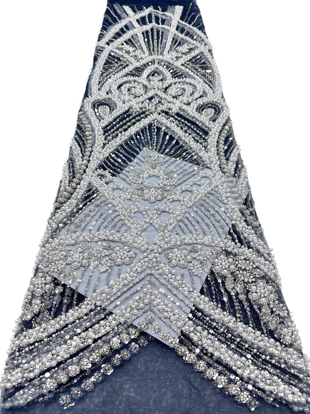 Heavy Pearl Beaded Lace Fabric Sequined Baroque Mesh Lace Fabric for Wedding Dresses Bridal Gowns Evening Gowns BLS6558#