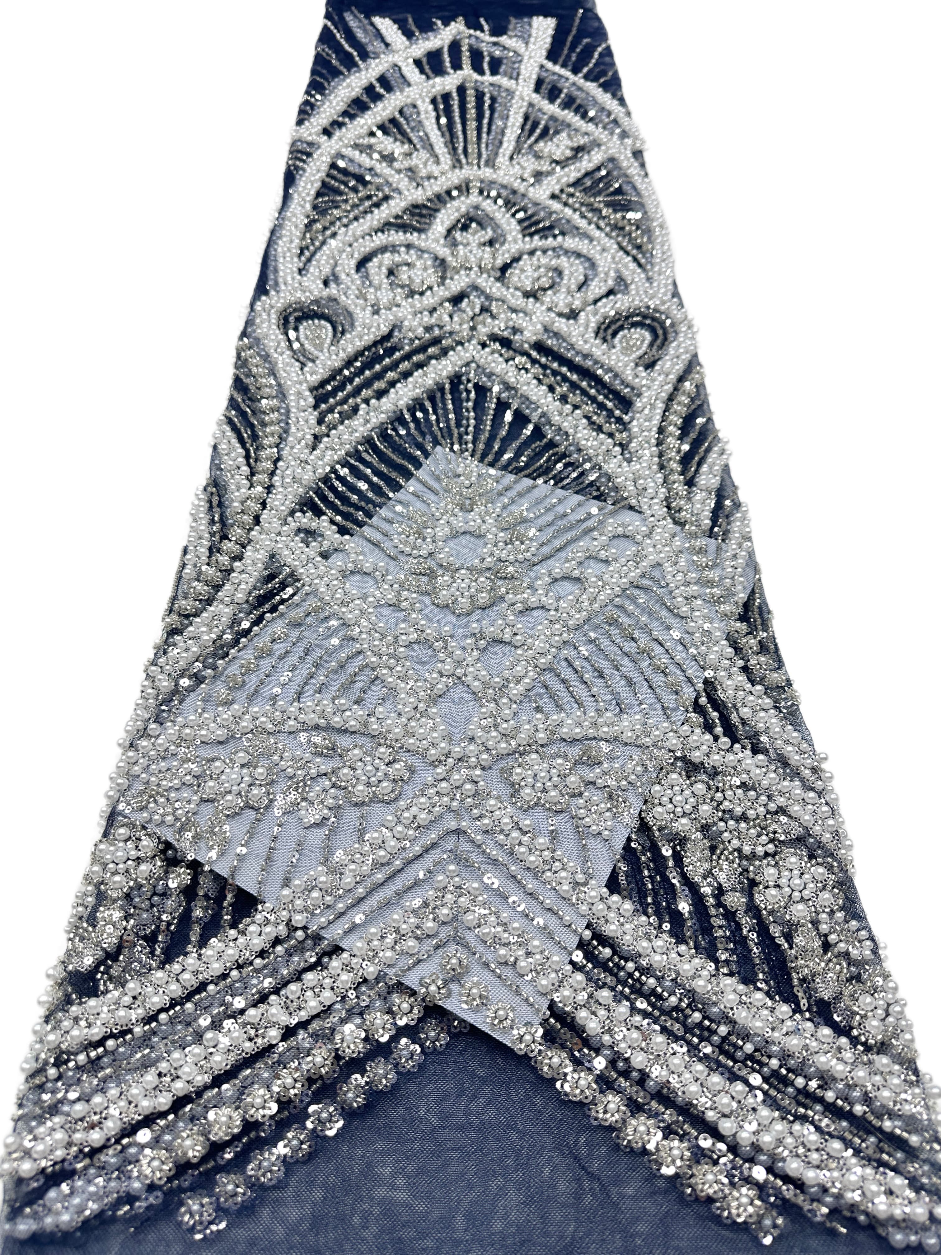 Heavy Pearl Beaded Lace Fabric Sequined Baroque Mesh Lace Fabric for Wedding Dresses Bridal Gowns Evening Gowns BLS6558#