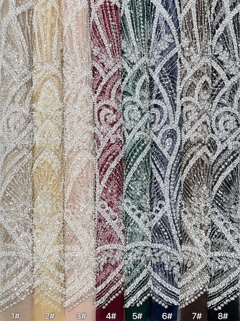 Heavy Pearl Beaded Lace Fabric Sequined Baroque Mesh Lace Fabric for Wedding Dresses Bridal Gowns Evening Gowns BLS6558#