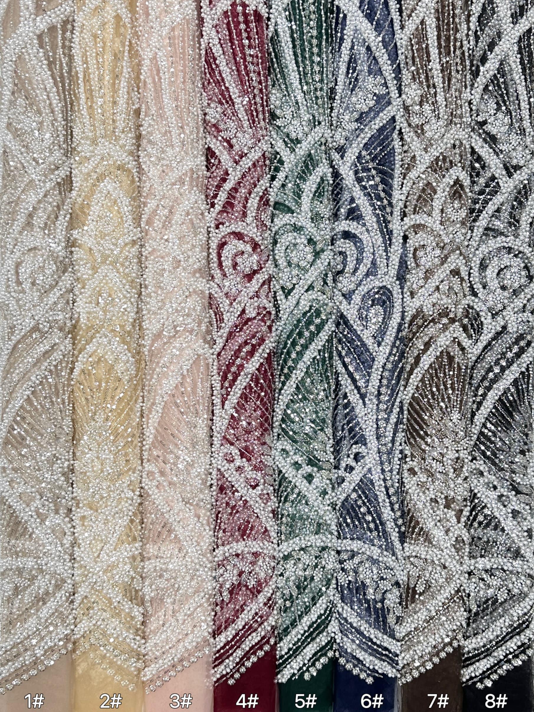 Heavy Pearl Beaded Lace Fabric Sequined Baroque Mesh Lace Fabric for Wedding Dresses Bridal Gowns Evening Gowns BLS6558#