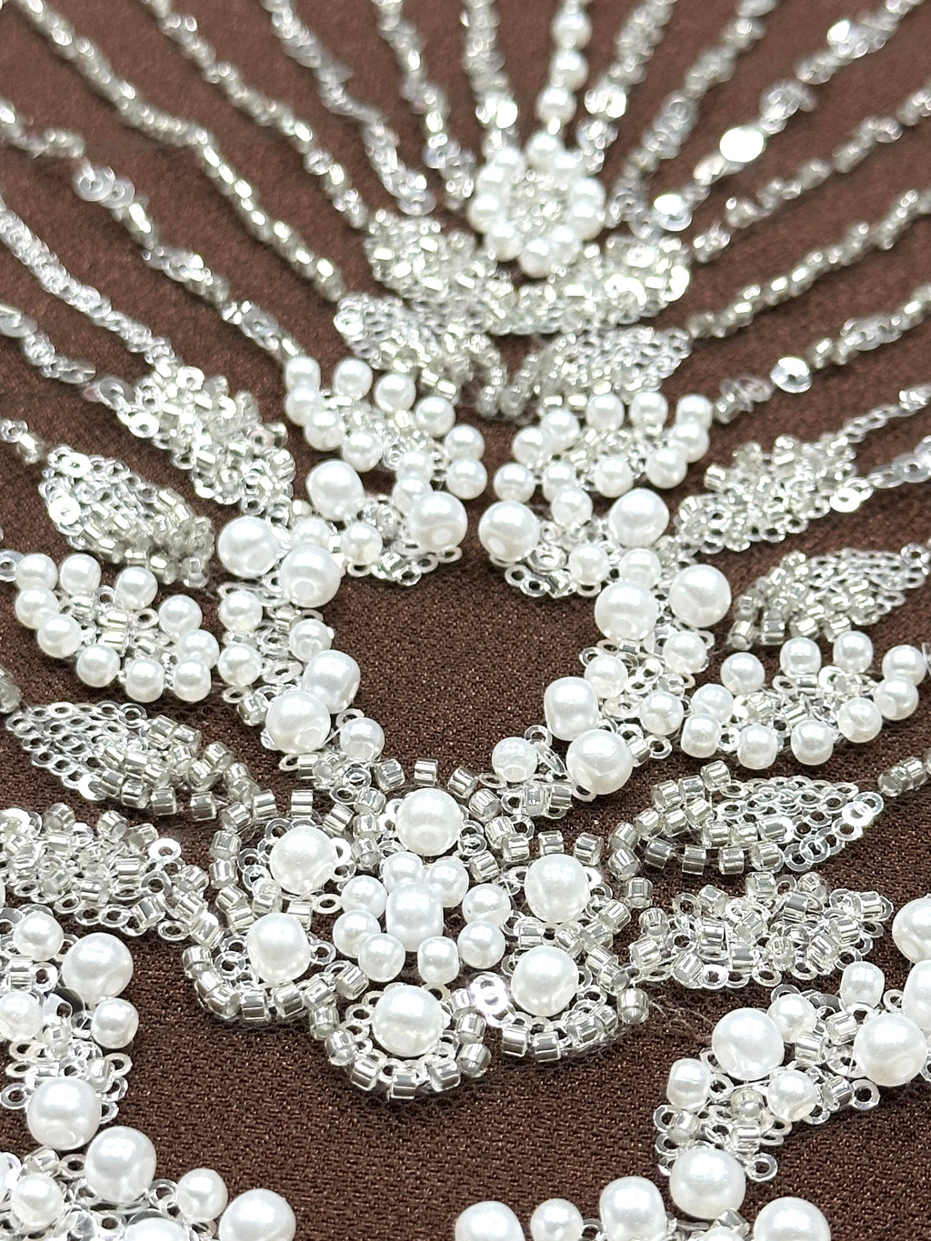 Heavy Pearl Beaded Lace Fabric Sequined Baroque Mesh Lace Fabric for Wedding Dresses Bridal Gowns Evening Gowns BLS6558#